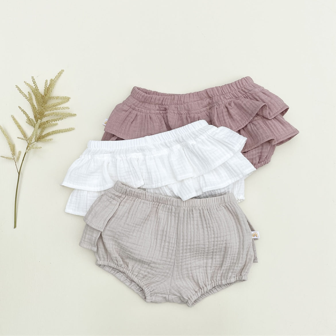 Dress and bloomer set in organic muslin GOTS | old rose