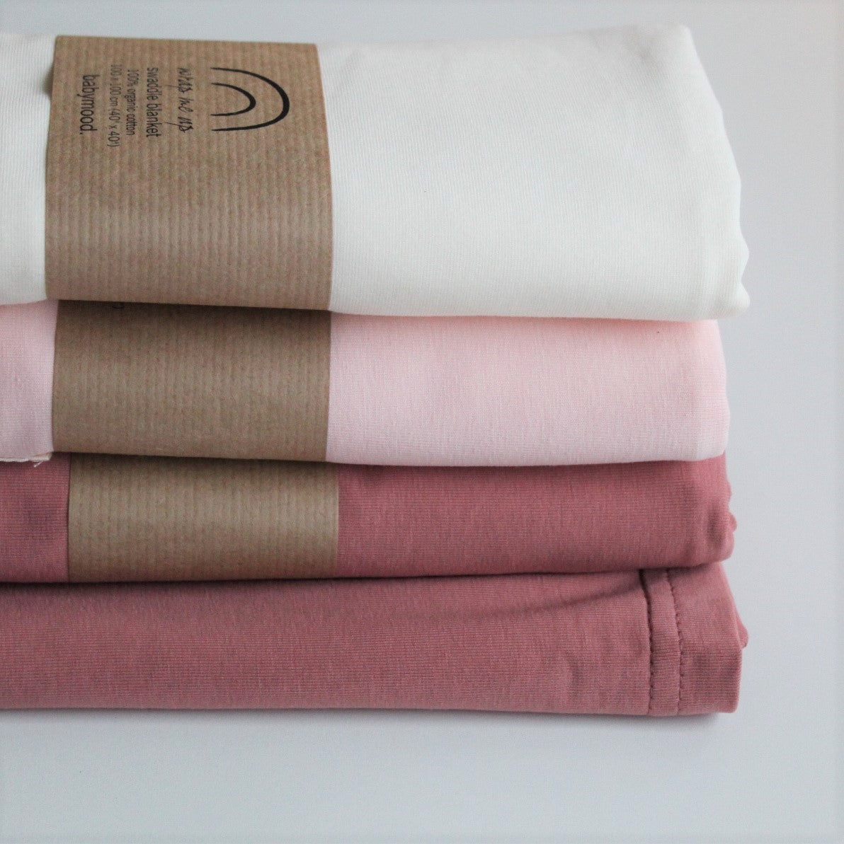 Swaddle in organic stretch jersey GOTS | light pink | 100x100cm