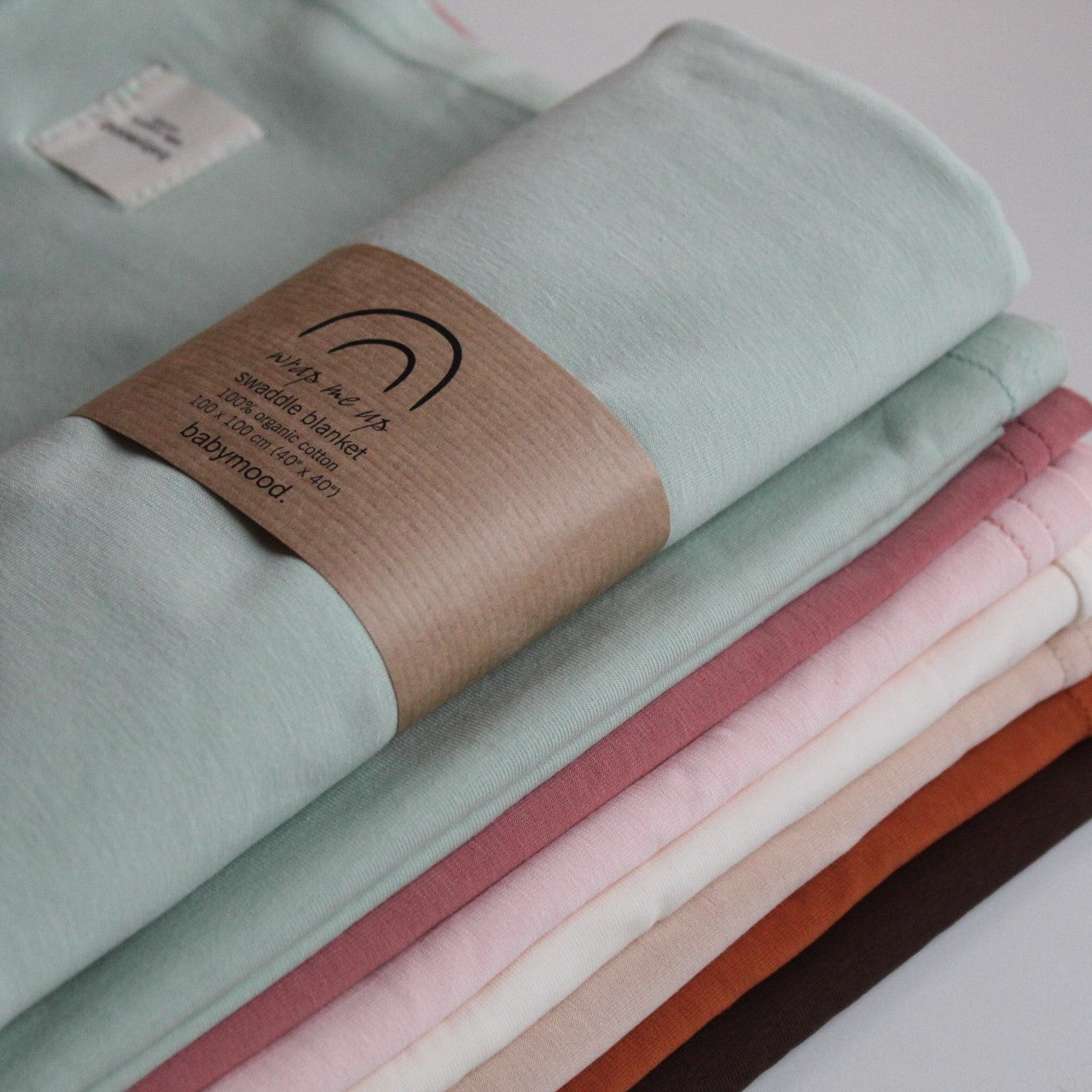 Swaddle in organic stretch jersey GOTS | old light green | 100x100cm