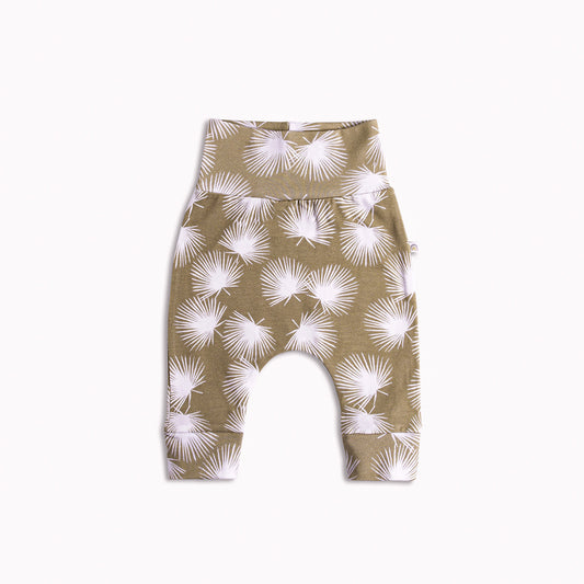 Trousers, organic cotton GOTS, palm/brown