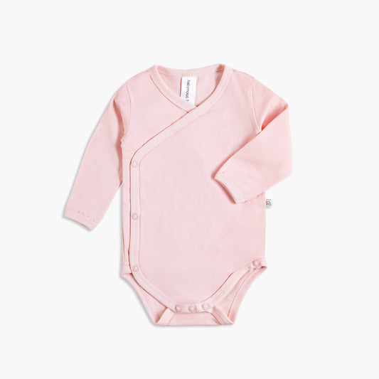 Wrap body with long sleeves, organic cotton GOTS, light pink