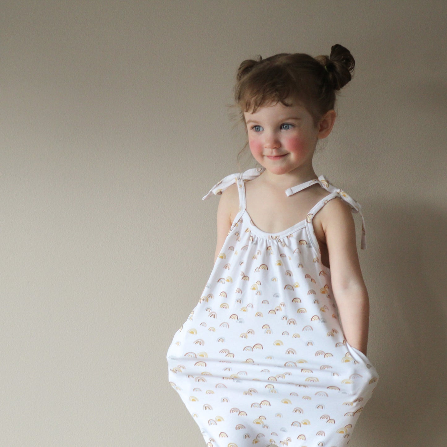 Rompers with pockets, organic cotton GOTS | rainbow