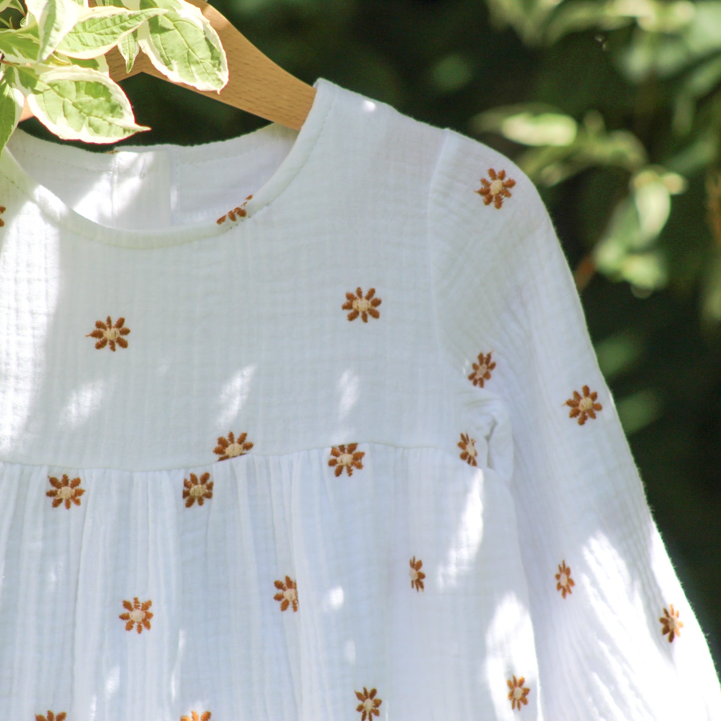 Dress Sunflower, organic muslin GOTS | white