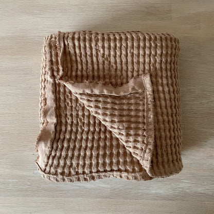 Waffle swaddle blanket, linen/cotton | Mocca